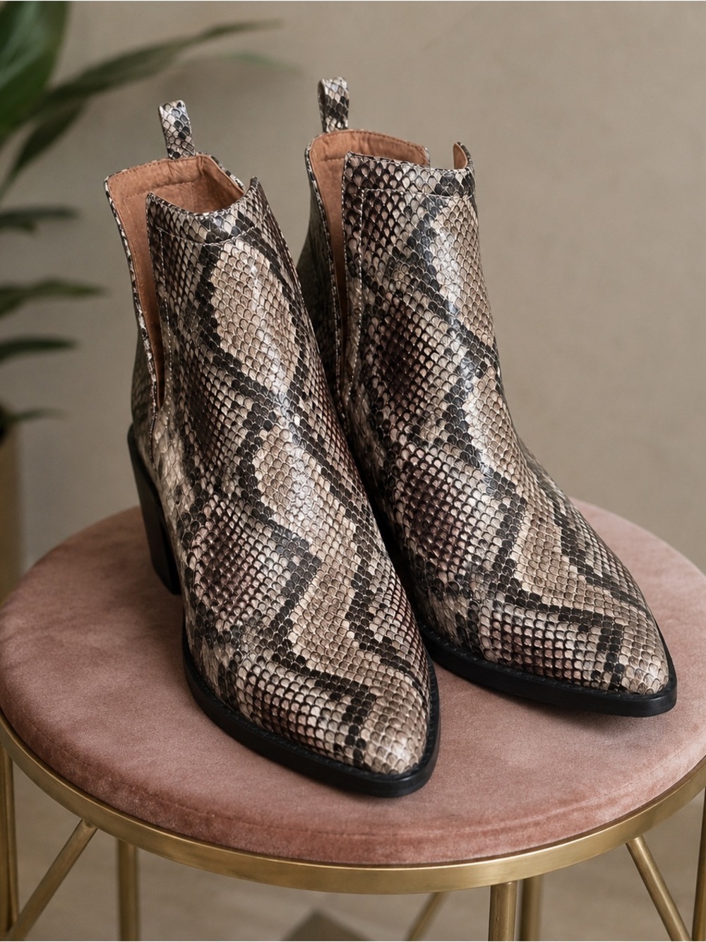 Jeffrey Campbell Rella Snake Print Cutout Ankle Boots Women’s 8.5 Western